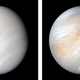 An image of Venus taken by Mariner 10 in 1974 (left) and a recently enhanced version of the same image (right).